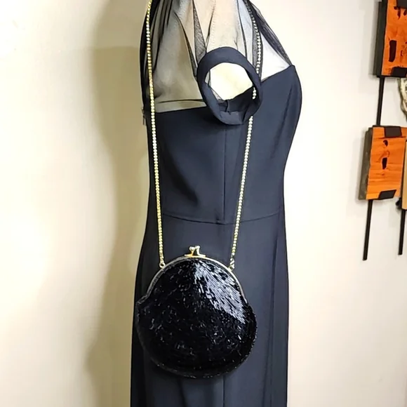 La Regale Ltd. beaded evening/cocktail purse in black and gold tones; vintage, 7 - Picture 2 of 8